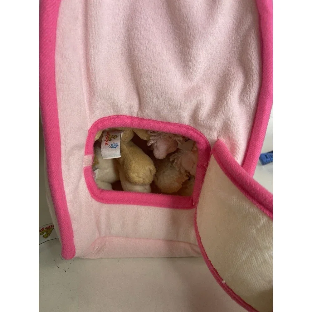 Unipak Plush Pink Dog House Playset with 5 Toy Dogs Puppies Stuffed Animals